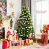 6FT Fiber Optic Artificial Christmas Tree Pre Lit Spruce Xmas Tree with 617 PVC Branch Tips & Solid Metal Stand for Indoor Holiday Decor