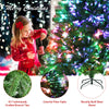 6FT Fiber Optic Artificial Christmas Tree Pre Lit Spruce Xmas Tree with 617 PVC Branch Tips & Solid Metal Stand for Indoor Holiday Decor