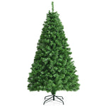 6FT Fiber Optic Artificial Christmas Tree Pre Lit Spruce Xmas Tree with 617 PVC Branch Tips & Solid Metal Stand for Indoor Holiday Decor