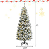 6FT Snow Flocked Christmas Tree Pre-lit Artificial Pine Tree with Remote Control, 200 LED Lights 9 Lighting Modes, Foldable Metal Stand for Home Decor