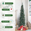 6ft Slim Pencil Christmas Tree Snow Flocked Artificial Xmas Tree with 267 PVC Branch Tips, 31 Pine Cones, Folding Metal Stand for Home Office Holiday