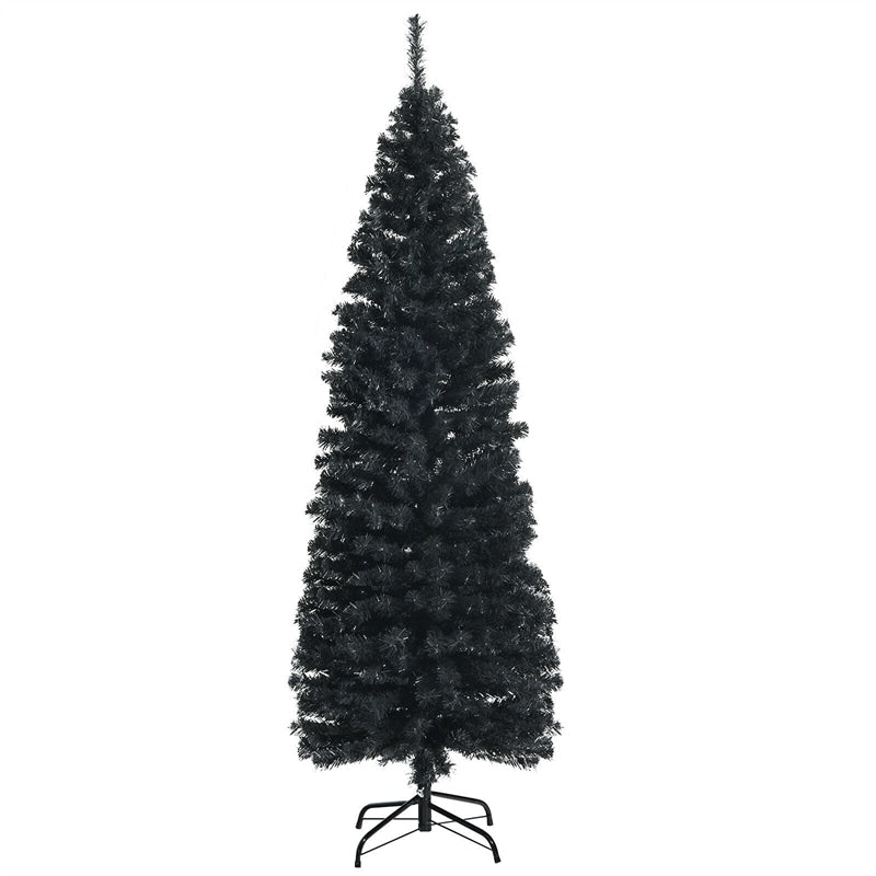 6ft Unlit Pencil Christmas Tree Slim Artificial Xmas Tree with Metal Stand for Holiday Decor