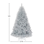 6FT Silver Artificial Christmas Tree Unlit Hinged Full Tree with Metal Stand, Electroplated Technology for Indoor Outdoor Holiday Decor