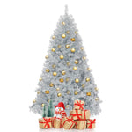 6FT Silver Artificial Christmas Tree Unlit Hinged Full Tree with Metal Stand, Electroplated Technology for Indoor Outdoor Holiday Decor