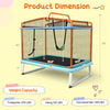 6FT Kids Trampoline ASTM Approved Recreational Trampoline with Swing, Horizontal Bar, Enclosure Net, Indoor Outdoor Mini Rectangle Trampoline