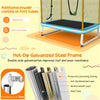 6FT Kids Trampoline ASTM Approved Recreational Trampoline with Swing, Horizontal Bar, Enclosure Net, Indoor Outdoor Mini Rectangle Trampoline