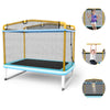 6FT Kids Trampoline ASTM Approved Recreational Trampoline with Swing, Horizontal Bar, Enclosure Net, Indoor Outdoor Mini Rectangle Trampoline