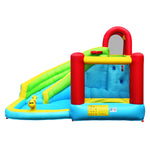 6 in 1 Inflatable Water Slide Bounce House Splash Pool Climbing Wall Basketball Hoop with 480W Blower