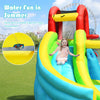 6 in 1 Inflatable Water Slide Bounce House Splash Pool Climbing Wall Basketball Hoop with 480W Blower