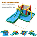 Inflatable Water Slide Kids Giant Jumping Bounce House Water Park with Splash Pool, 735W Blower, Crawling Tunnel, Pendulum for Backyard Party Fun