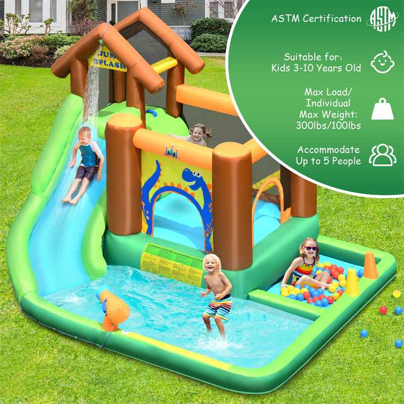 7 in 1 Kids Inflatable Water Slide Bounce House Splash Pool without Blower