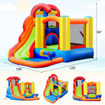 6 in 1 Kids Inflatable Water Slide Jumping Castle Splash Pool with 740W Blower