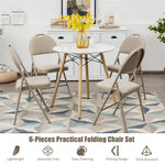 Padded Folding Chairs 6-Pack Portable Fabric Dining Chairs Office Guest Chairs Wedding Party Chairs with Upholstered Seat & Handle Hole