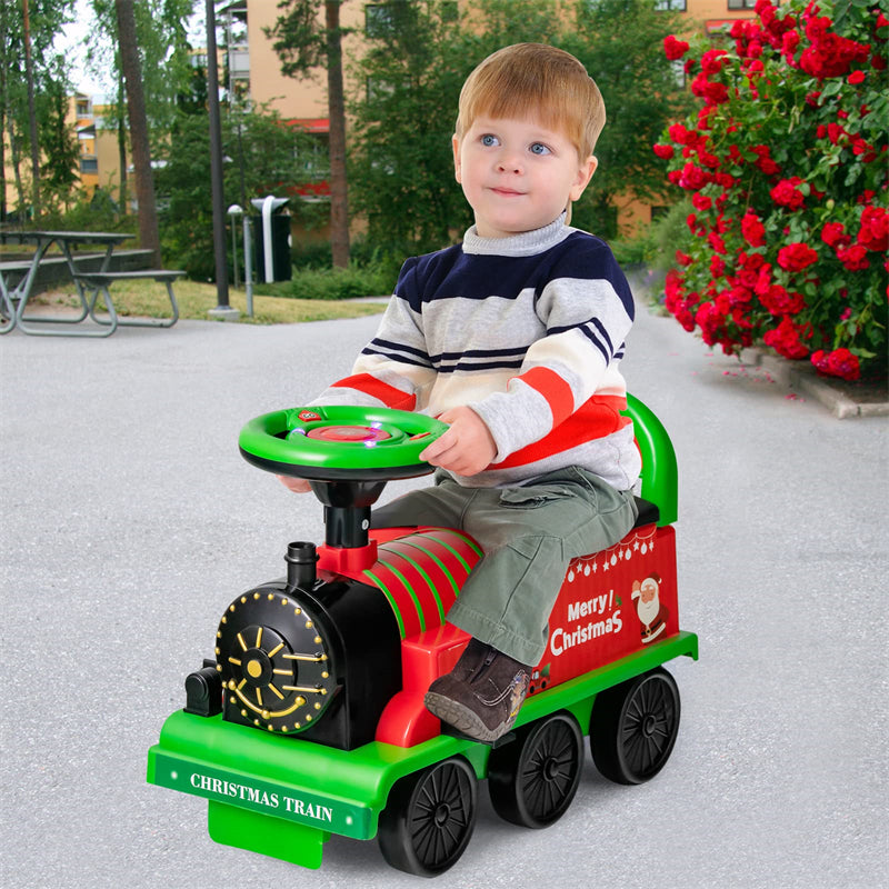 Kids Ride on Train 6V Battery Powered Electric Toy Train with Tracks & Storage Seat