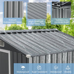 6 x 4 FT Outdoor Storage Shed Galvanized Steel Garden Tool Shed with Lockable Double Sliding Door