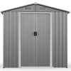 6 x 4 FT Outdoor Storage Shed Galvanized Steel Garden Tool Shed with Lockable Double Sliding Door