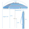 7.2 FT Portable Outdoor Beach Umbrella with Sand Anchor, Tilted Pole & Carrying Bag