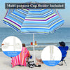 7.2 FT Portable Outdoor Beach Umbrella with Sand Anchor, Tilted Pole & Carrying Bag