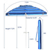 7.2 FT Portable Outdoor Beach Umbrella with Sand Anchor, Tilted Pole & Carrying Bag