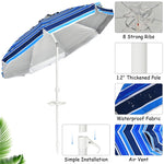 7.2 FT Portable Outdoor Beach Umbrella with Sand Anchor, Tilted Pole & Carrying Bag