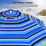 7.2 FT Portable Outdoor Beach Umbrella with Sand Anchor, Tilted Pole & Carrying Bag