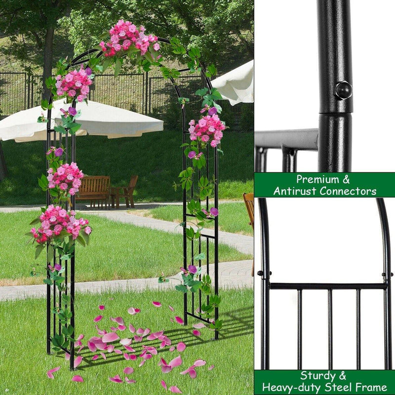 7.2Ft Outdoor Metal Garden Arch Pergola Arbor for Wedding Lawn Decoration - Bestoutdor