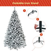 7.5FT Snow Flocked Artificial Christmas Tree Unlit Hinged Full Xmas Tree with 1010 PVC Branch Tips & Metal Stand