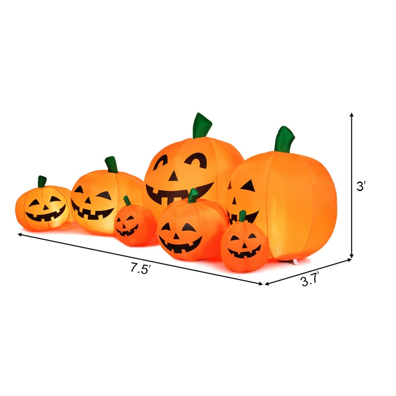 7.5FT Halloween Inflatable 7 Pumpkins Patch with Built-in LED Lights, Blow-Up Jack-o-Lantern for Indoor Outdoor Halloween Decorations