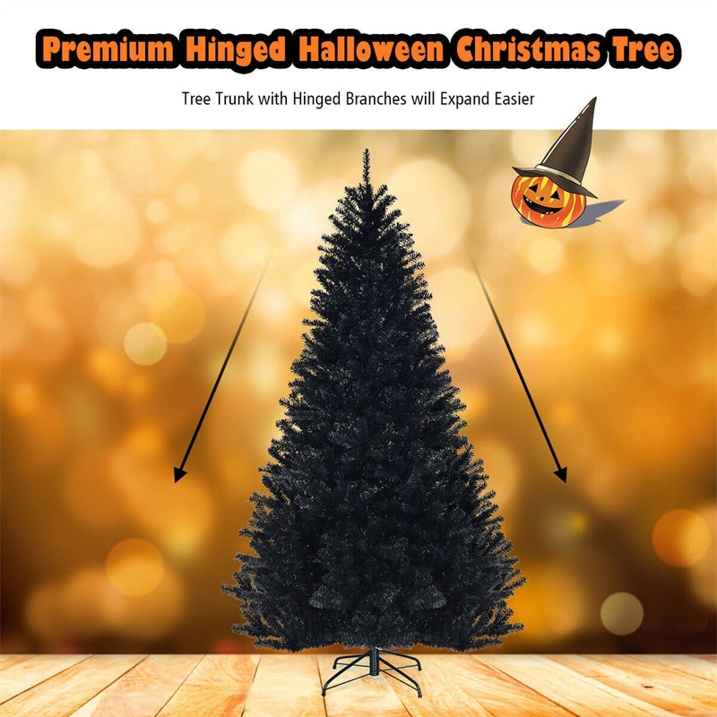 7.5 ft Black Hinged Artificial Halloween Christmas Tree