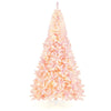 7.5ft Pink Pre-Lit Snow Flocked Christmas Tree with 450 LED Lights 8 Lighting Modes, 1100 PVC Branch Hinged Artificial Xmas Tree for Carnival Decor