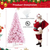 7.5ft Pink Pre-Lit Snow Flocked Christmas Tree with 450 LED Lights 8 Lighting Modes, 1100 PVC Branch Hinged Artificial Xmas Tree for Carnival Decor