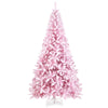 7.5ft Pink Pre-Lit Snow Flocked Christmas Tree with 450 LED Lights 8 Lighting Modes, 1100 PVC Branch Hinged Artificial Xmas Tree for Carnival Decor