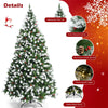 7.5ft Pre-lit Snow Flocked Christmas Tree Hinged Xmas Tree with 550 LED Lights, 8 Lighting Modes, Pine Cones & Red Berries for Holiday Festival Decor