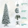 7.5ft Snow Flocked Pencil Christmas Tree Hinged Artificial Slim Xmas Tree with 1189 Branch Tips & Metal Stand