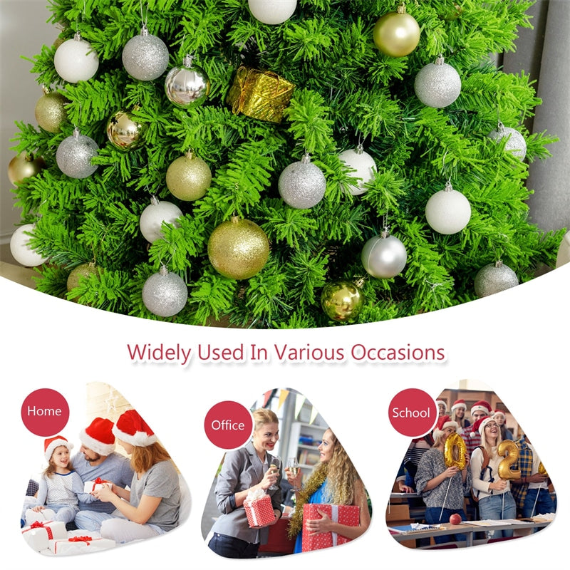 7.5FT Green Flocked Artificial Christmas Tree Unlit Hinged Xmas Tree with Premium 1404 PVC Branch Tips & Metal Stand