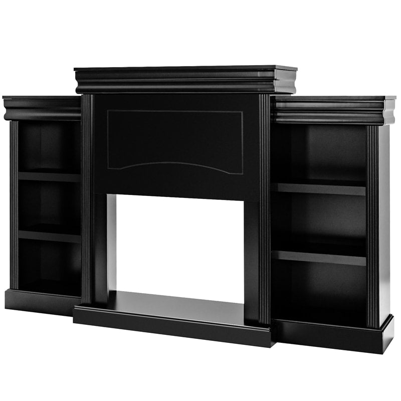 70" Modern Fireplace TV Stand with Storage Shelves for Living Room & Bedroom, Freestanding Mantel for 28.5" Electric Fireplace