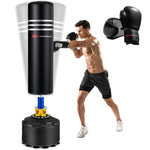 70" Freestanding Punching Bag 220lbs Pre Filled Heavy Boxing Bag Adult Kickboxing Bag with Stand, Gloves & Suction Cup Base