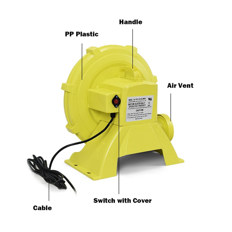 735W 1.0 HP Air Blower Pump Fan for Inflatable Bouncer Water Slide, Commercial Bounce House Blower