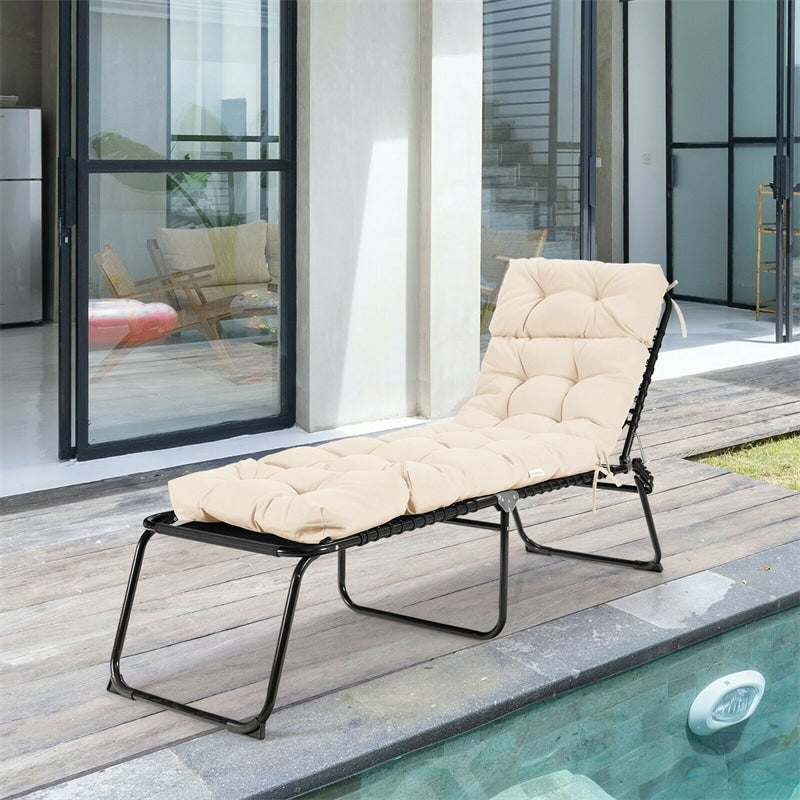 73" Outdoor Lounge Chaise Padded Cushion with String Ties