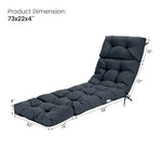 73" Outdoor Lounge Chaise Padded Cushion with String Ties