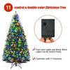 7FT Pre-lit Artificial Christmas Tree Hinged Xmas Tree 1570 PVC Branch 11 Flash Modes with Multicolored 500 LED Lights & Metal Stand