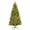 7FT Pre-lit Artificial Hinged Christmas Tree with 350 LED Lights Metal Stand