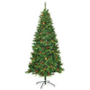 7FT Pre-lit Artificial Hinged Christmas Tree with 350 LED Lights Metal Stand