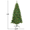 7FT Pre-lit Artificial Hinged Christmas Tree with 350 LED Lights Metal Stand