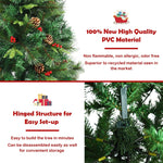 7FT Pre-lit Artificial Hinged Christmas Tree with 350 LED Lights Metal Stand