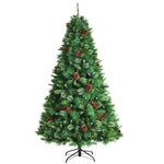 7FT Unlit PVC Artificial Christmas Tree Hinged Pine Tree with Metal Stand