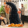 7Ft Pre-Lit Black Christmas Tree Hinged Artificial Halloween Tree with 1050 Tips & 8 Flash Modes 400 Lights