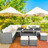 7 PCS Resin Wicker Outdoor Sectional Sofa Set Rattan Patio Seating Group with Dining Table, Ottomans & Cushions