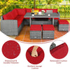 7 PCS Resin Wicker Outdoor Sectional Sofa Set Rattan Patio Seating Group with Dining Table, Ottomans & Cushions