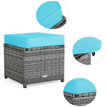 7 PCS Resin Wicker Outdoor Sectional Sofa Set Rattan Patio Seating Group with Dining Table, Ottomans & Cushions